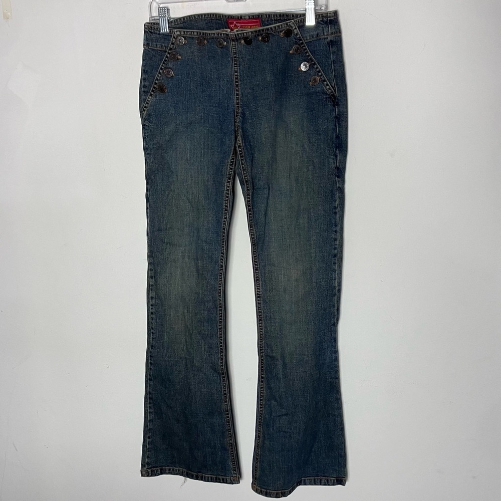 Vintage 90s‎ Y2K Fever Sailor Button Panel Low Rise Flare Jeans 30